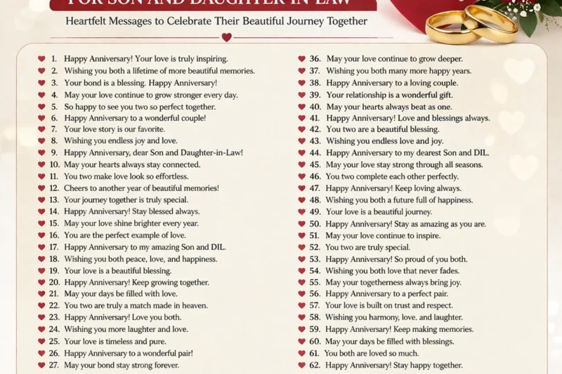 70+ Anniversary Wishes for Son and Daughter-in-Law 2026