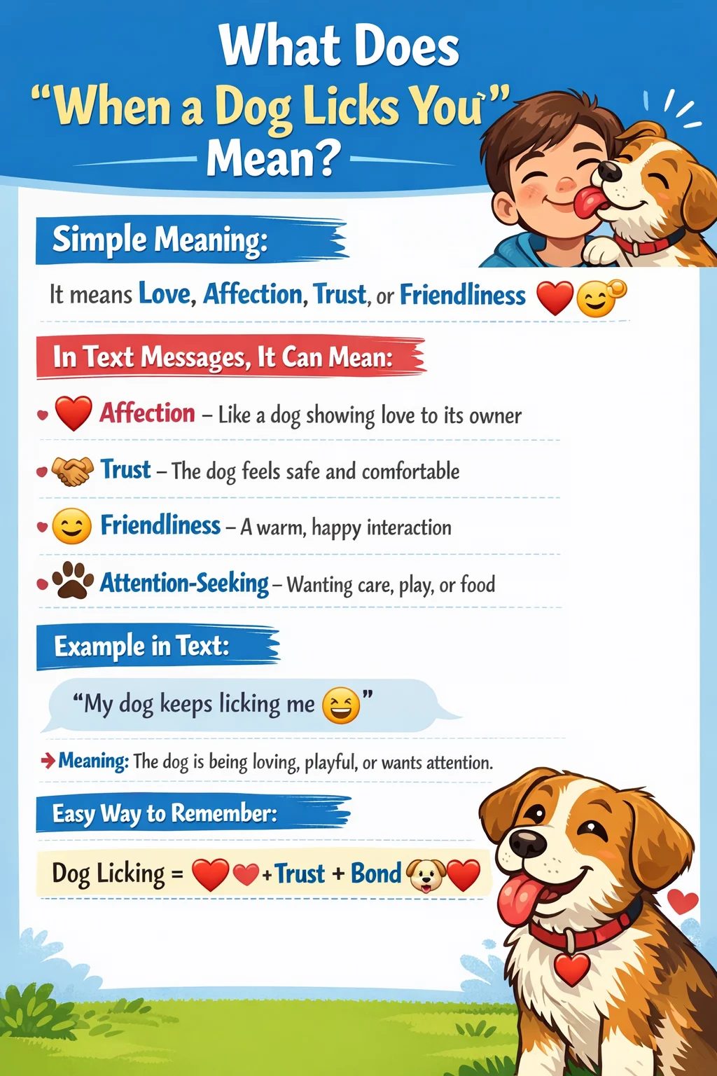 What Does what does it mean when a dog licks you Mean in Text?