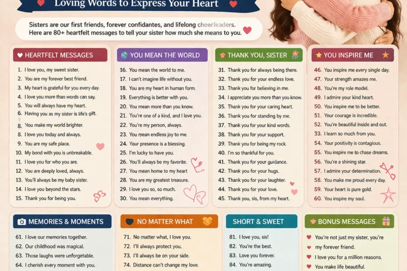 80+ I Love You Messages for Sister – Loving Words to Express Your Heart