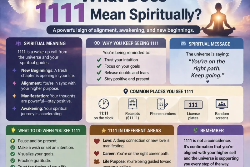 What Does 1111 Mean Spiritually? Real Meaning, Examples & Social Media Use 2026